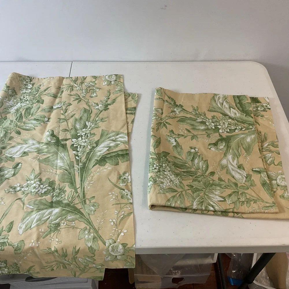Lauren Ralph Lauren Grand Isle‎ Standard Shams (2)~Green/Tan Botanical Rare